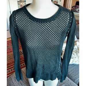 Rock & Republic Lng-Slv Knit Navy Blue Sweater, Sz S